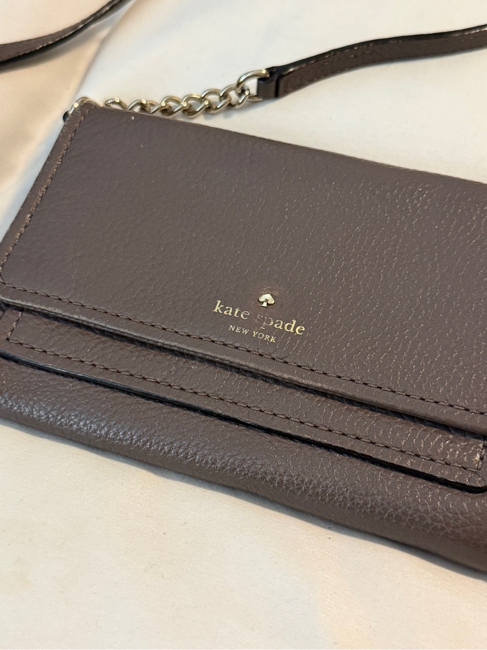 kate spade taupe brown leather crossbody wallet - Picture 3 of 12